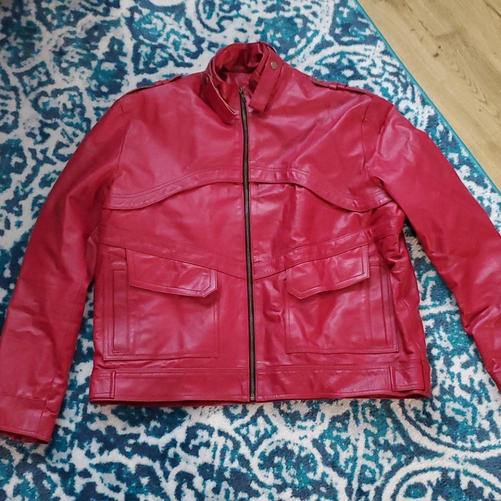 Red leather jacket